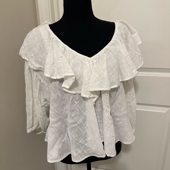Free People Zuri Ruffle Blouse. - Picture 3 of 9